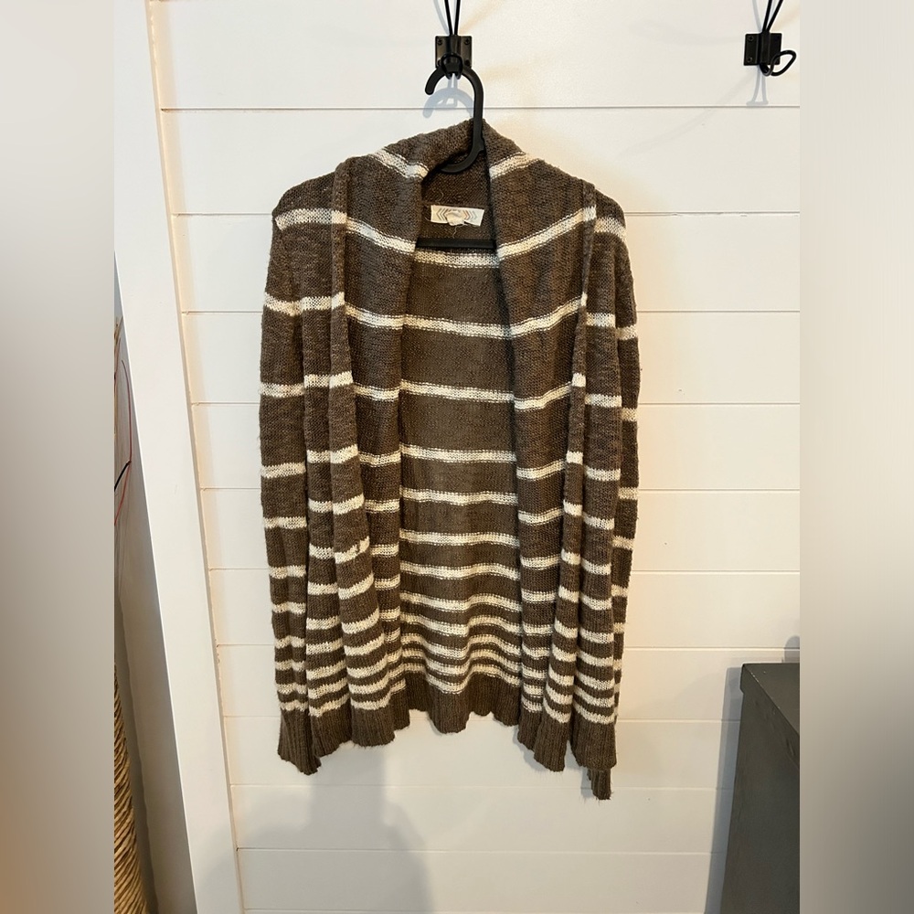 Brown and white cardigan